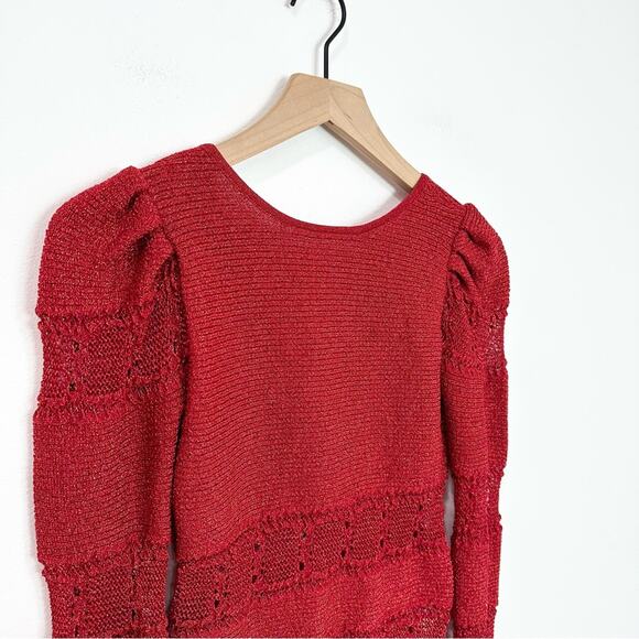 Ronny Kobo Michaela Metallic Knit Top Red size XS Romantic Date Night - Picture 3 of 6